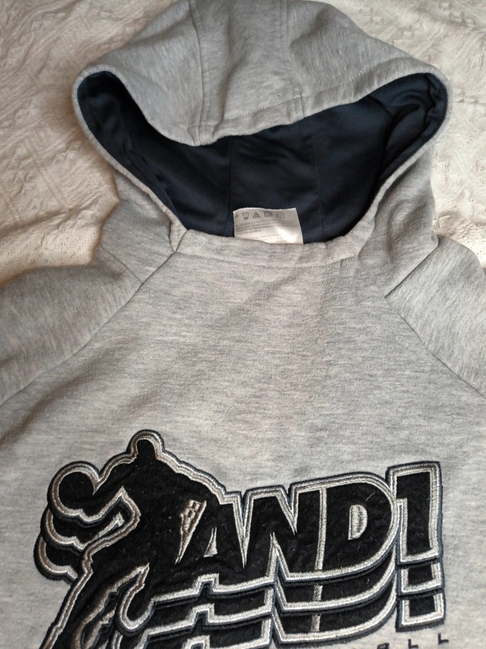 AND1 Grey Hooded Sweatshirt with Black Logo